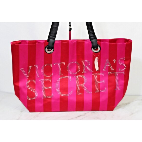Victoria Secret Bling Lettering Large Pink Tote Bag New with Tag - Picture 2 of 11